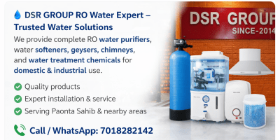DSR Group RO Water Expert providing RO water purifiers, water softeners, geysers and water treatment solutions in Paonta Sahib